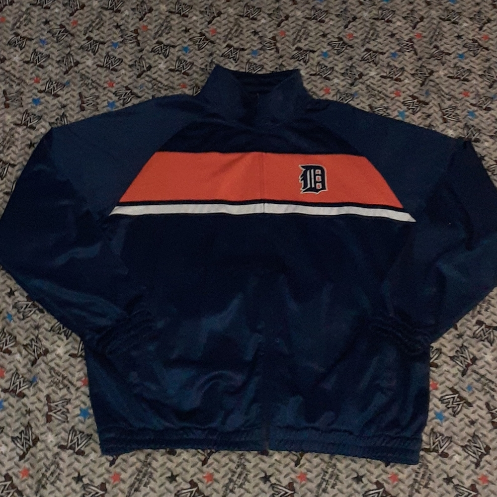 GIII Carl Banks Detroit Tigers Zip Up Track Jacket Jersey Vintage Baseball MLB